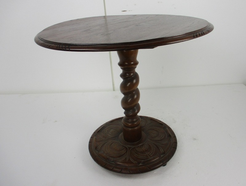 Hand Carved Wood Barley Twist Side Display Coffee Table Pedestal Plant Stand gallery