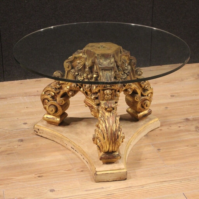 Small round table furniture coffee table living room 900 gold wood crystal floor