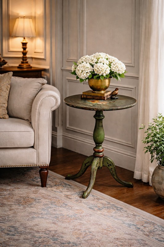 Peter Engel Inc. NYC Pedestal Table Plant Stand Hand Painted Floral c.1905–1915 gallery