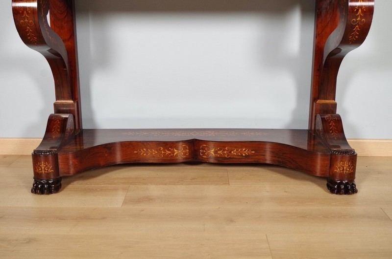 Charles X Inlaid Rosewood Console, St. Anne's Marble, circa 1825 gallery