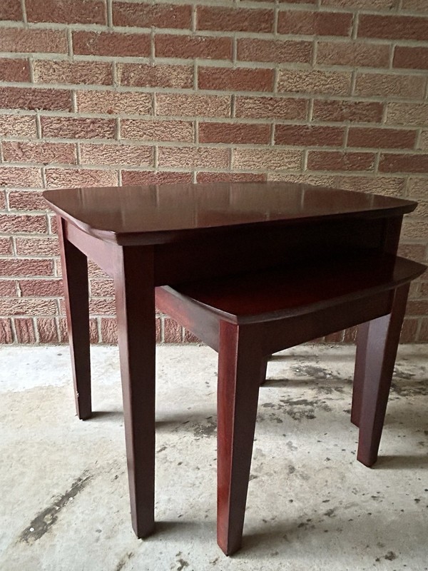 Vintage Wood Stacking Tables, Mid Century Modern, End Side Nesting, Set of 2 gallery