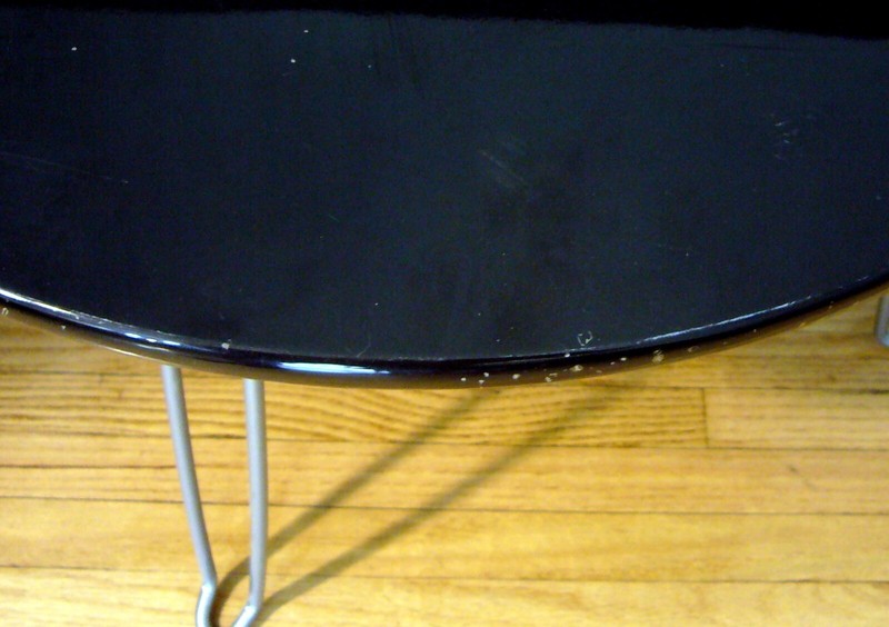 Vintage Modern Coffee Table black lacquer Wood Folding Hairpin Legs 1970s gallery
