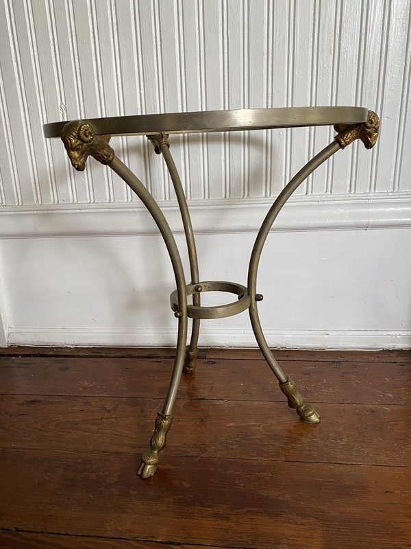 Ram Head & Hoof Maison Jansen Style Side Table Iron/Brass Italy