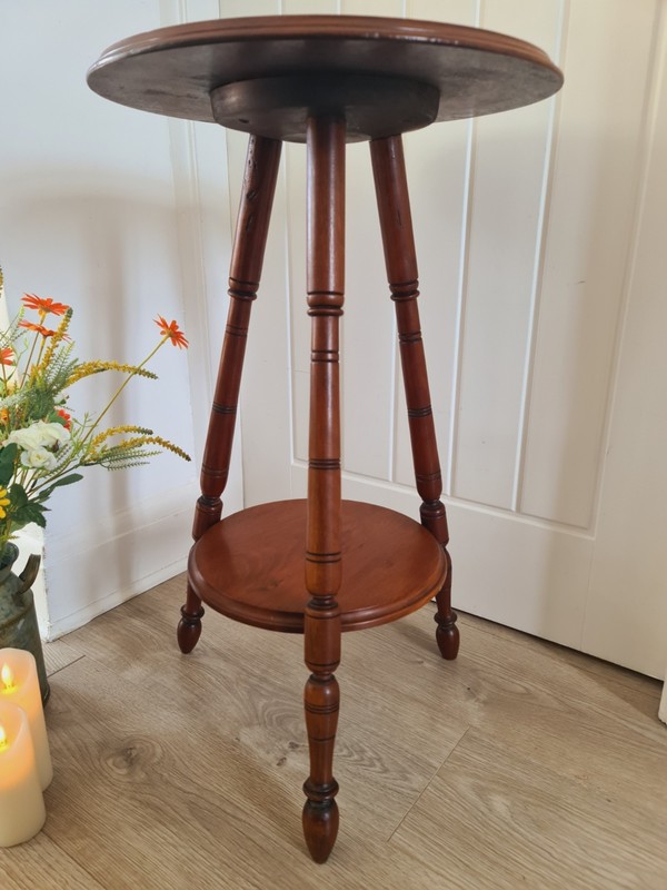 Antique Mahogany Cricket Table Pot Stand Whisky Serving Side Table Turned Legs gallery