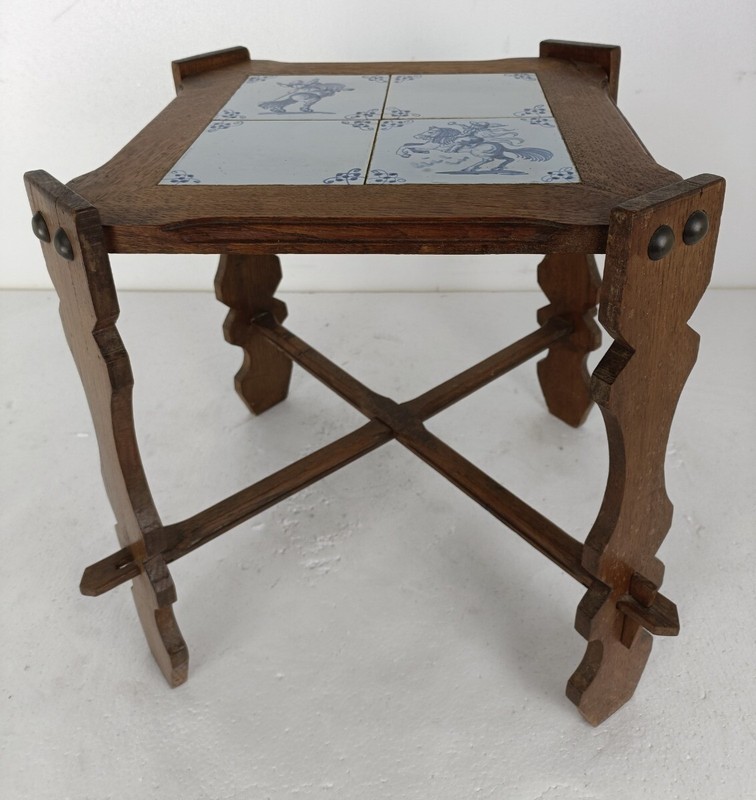 Side Occasional Wine coffee table wood Ceramic antique Delft tiles Hunt Gorgous gallery