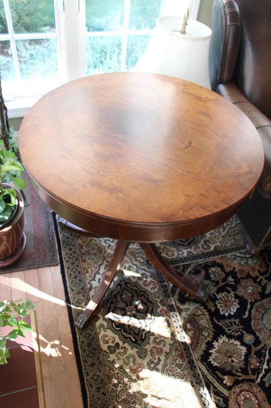 Vintage Imperial Regency Style Drum Table wth Claw Feet gallery