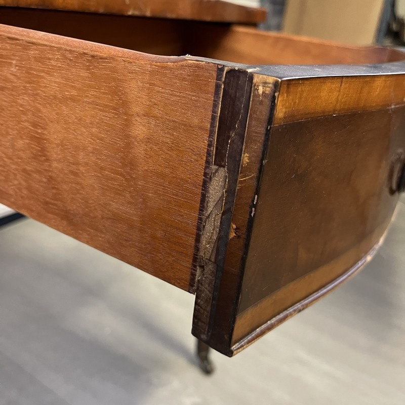 Rare ATQ Regency Style Leather Top Triangular Side Table W/Drawer Brass Pocket gallery