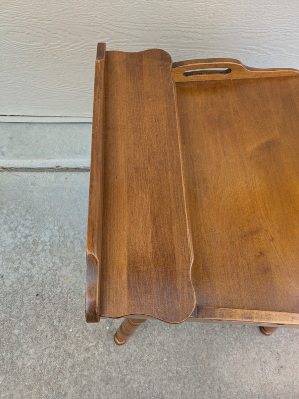 Vintage Sprague & Carleton Mid Century Modern Maplelux Maple Wood Step Table gallery