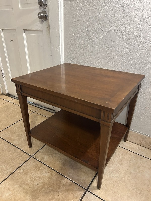 Vintage Lane 1960s Mid Century Modern Walnut Wood 2-Tier End Table A gallery