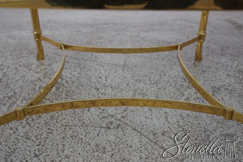 F61983EC: LABARGE Brass & Glass Top Coffee Table gallery