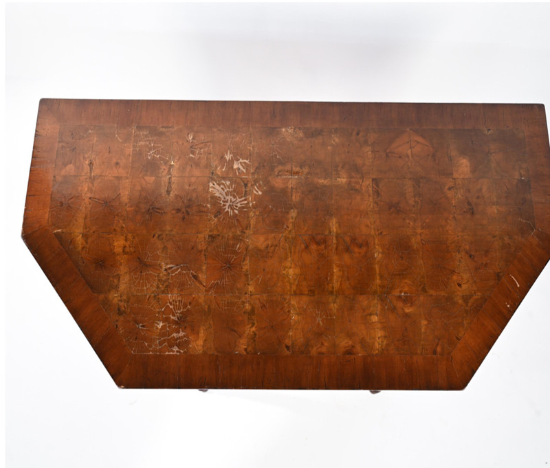 Antique Parquetry Single Drawer Burlwood Console Table gallery