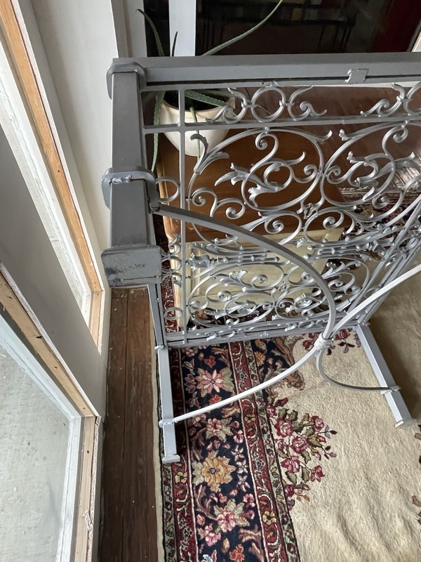 19th Century Style Wrought Iron Coffee Table with Beavled Glass Top gallery