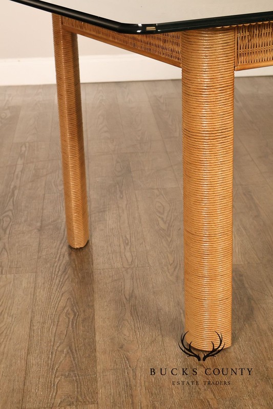 Lexington Henry Link Glass Top Wicker Dining Table gallery