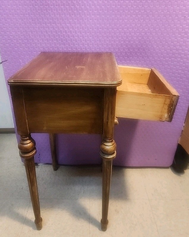 Antique Single-Drawer Stand Not Sure ,oak Cherry Wood,Heavy Piece, White Wash gallery