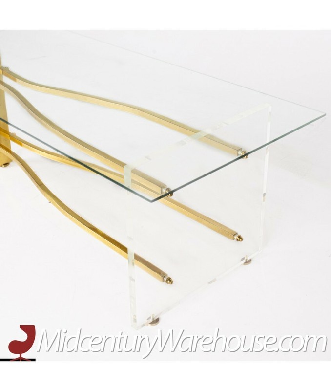 Mid Century Lucite and Brass Waterfall Table Base gallery