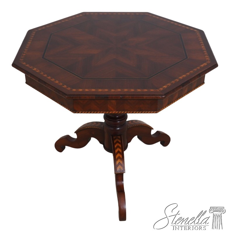 L64457: ALFONSO MARINA Distressed Inlaid Continental Style Lamp Table