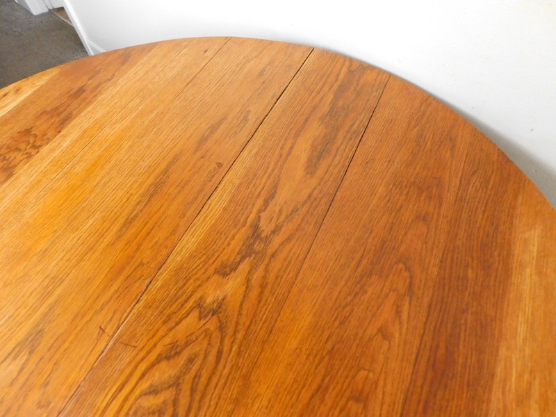 Antique Solid Oak 48" Mission Arts Crafts Round Dining Table Pedestal Base SHIPS gallery