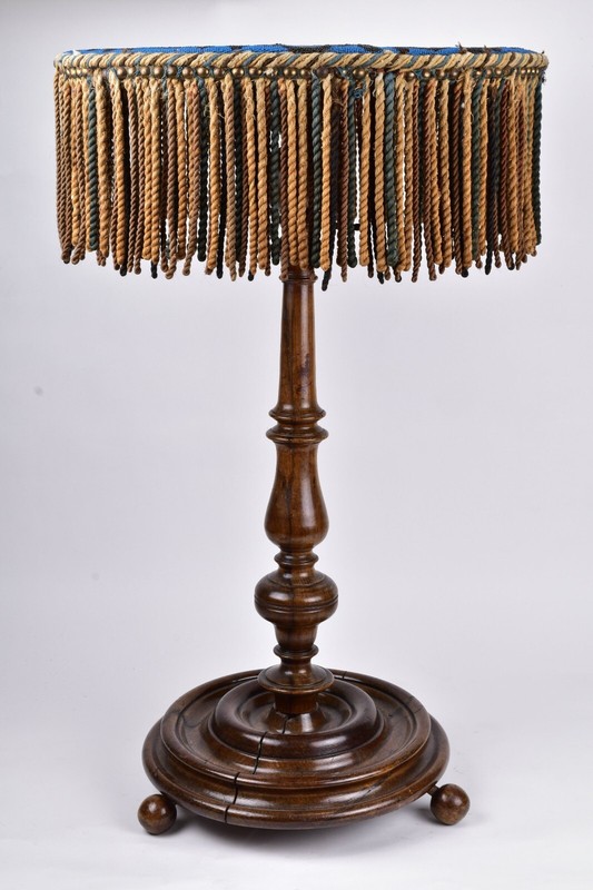 Antique Walnut Side Table with Micro Beaded Top Hand Needlework gallery
