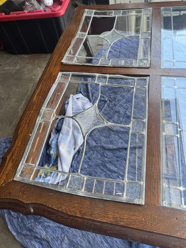 Antique Leaded Glass Coffee Table gallery
