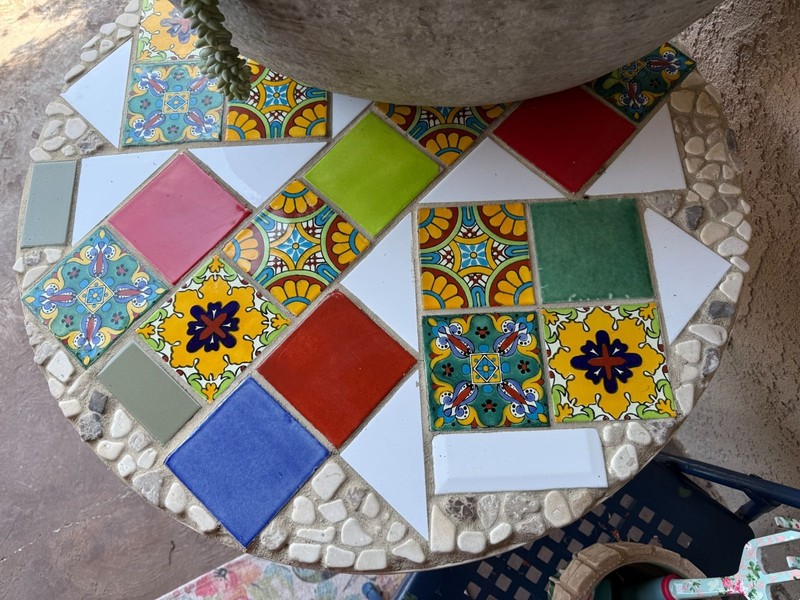 Coastal Living ~ Vintage Mid Century ~ Patio Garden Iron Table ~ Talavera Tile