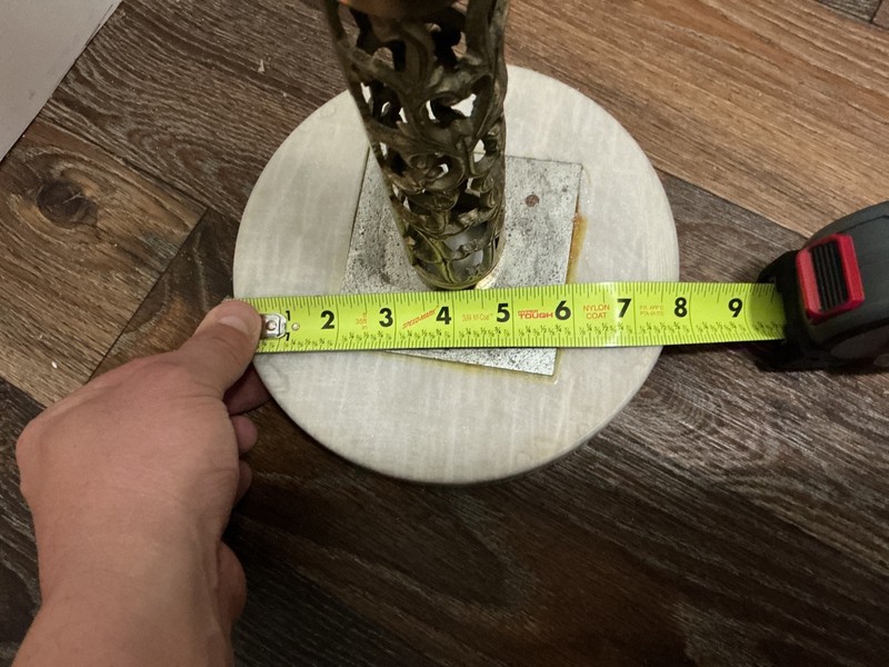 Vintage Reticulated Solid Brass Marble Top Freestanding Ashtray approx 18” gallery