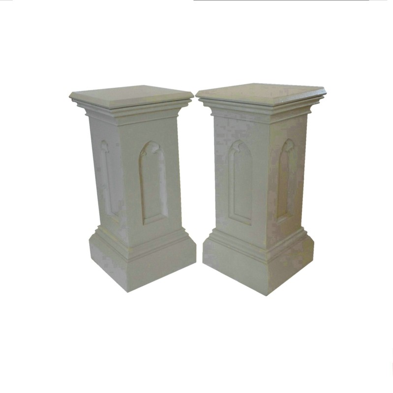 Gothic Revival Pair of Painted Oak Pedestals – United States – Late 19th Century