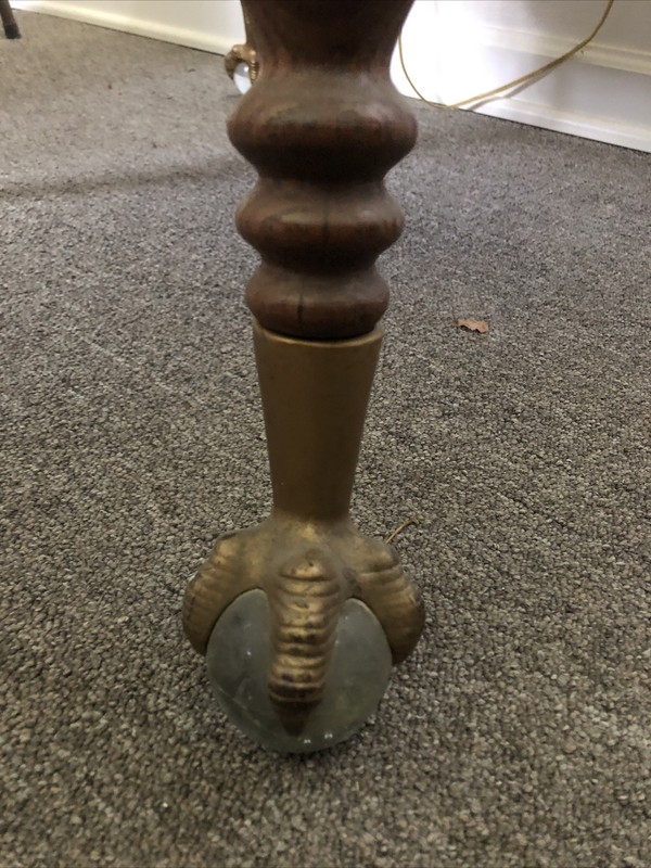 Antique Wood Glass Ball Claw Parlor Side Table
