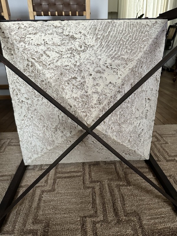 Solid Travertine Coffee Table with Iron Frame – Sculptural Modern Design gallery