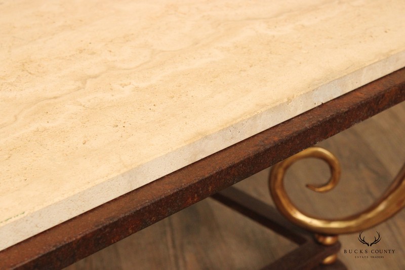 LaBarge Italian Style Travertine Top Coffee Table gallery