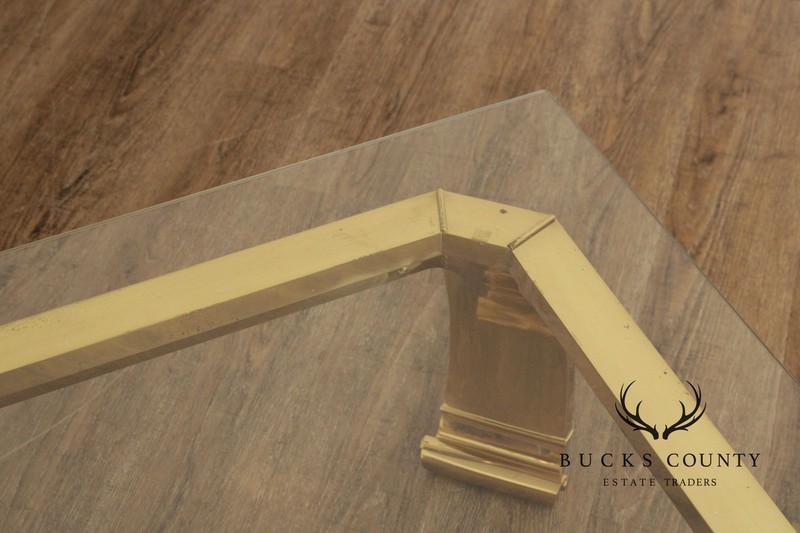 Hollywood Regency Asian Inspired Brass and Glass Coffee Table gallery