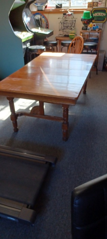 6 leg Oak Antique Dining Room Table 4 11″ Leafs