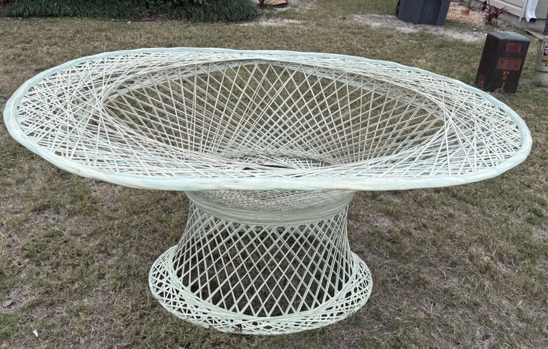 Mid-century Modern Woven Fiberglass Table/ Very Palm Springs/Wicker Table