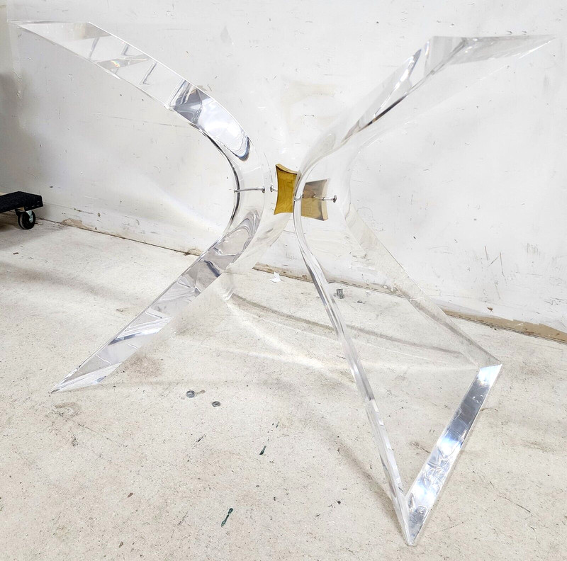 MCM Lucite Dining Table Base Signed by Lion In Frost gallery
