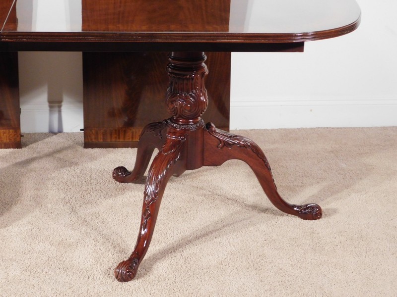 DREXEL 18th Century Collection Ball & Claw Inlaid Dining Table w Two Leaves gallery