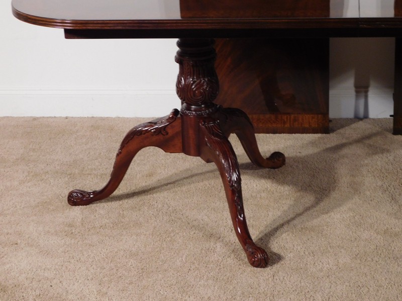 DREXEL 18th Century Collection Ball & Claw Inlaid Dining Table w Two Leaves gallery