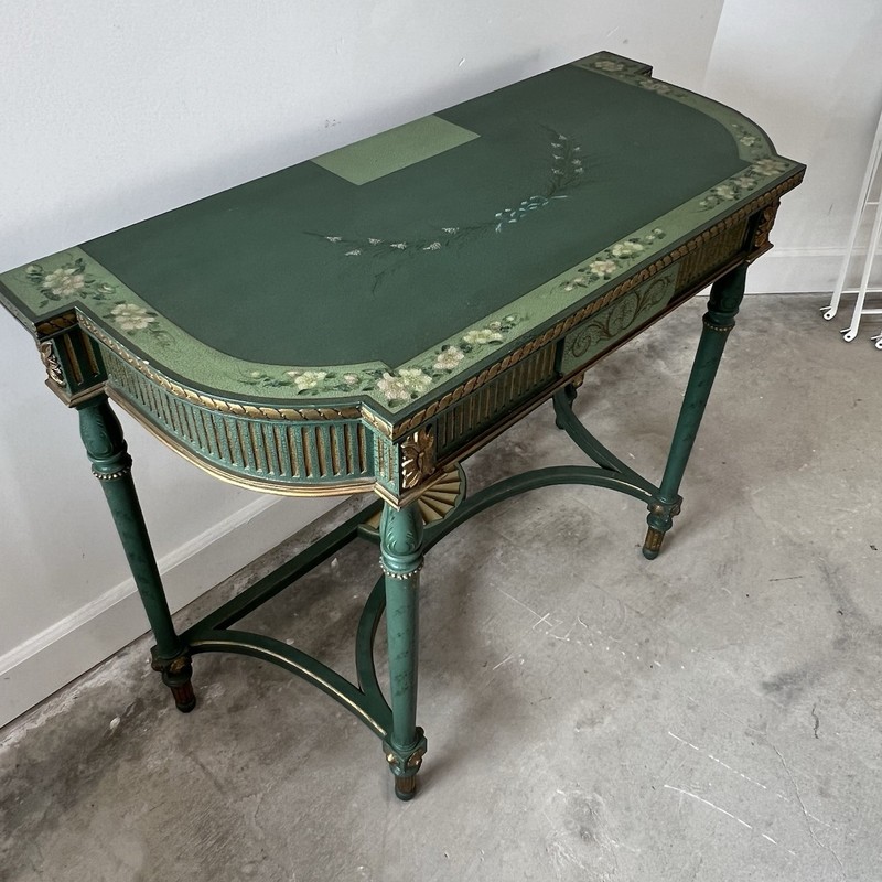 Antique Hand painted MAITLAND SMITH Green Gold Console Table Phenomenal gallery
