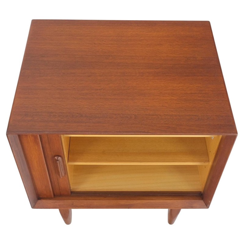 Danish Mid-Century Modern Teak Side End Table Night Stand Tambour Doors Falster gallery