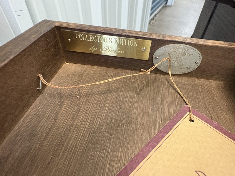 Vintage BAKER Furniture Collector's Edition Square Leather Top Game Table 32" gallery
