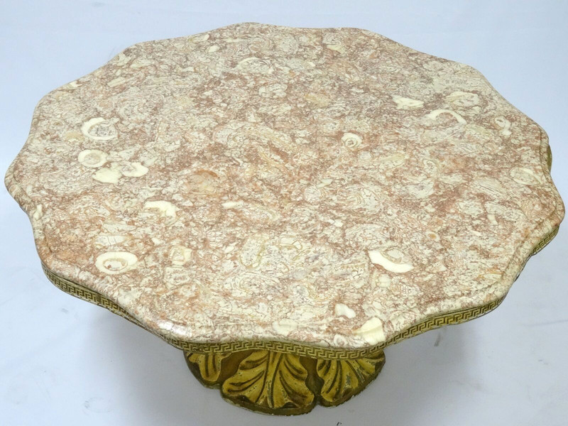 STYLISH MID CENTURY HOLLYWOOD REGENCY BILLY HAINES ERA MARBLE TOP COFFEE TABLE gallery