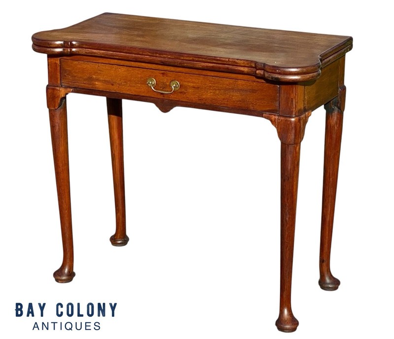 Antique English George III Mahogany Card Table / Console Table With Drawer gallery