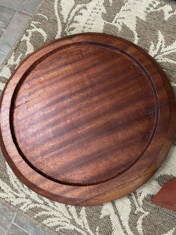 African Folding Side Table Hand Carved Tripod Mid Century READ DESC. gallery