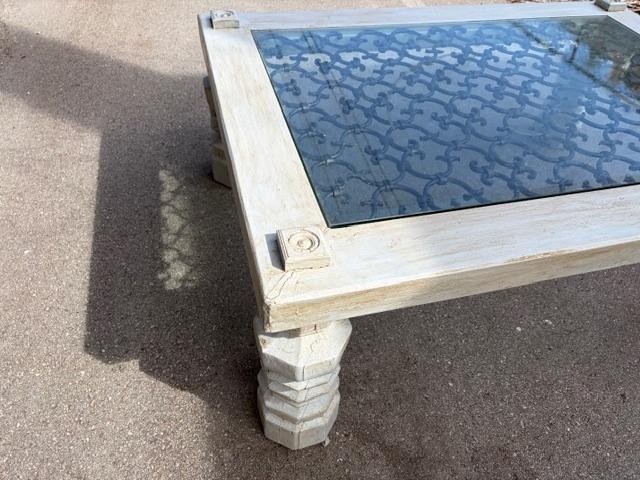 Large Hand Painted Primative Coffee Table Iron Insert. gallery