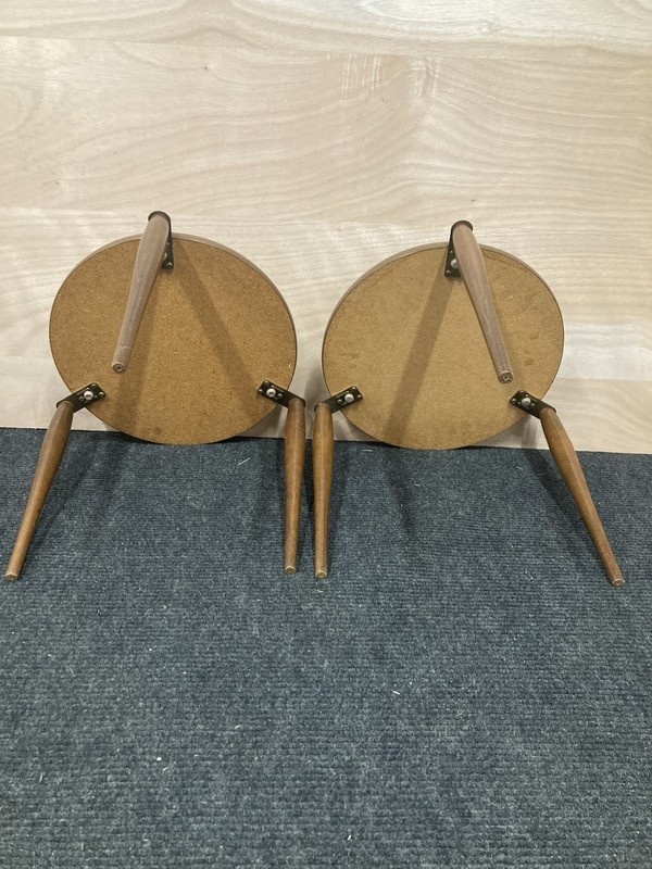 Mid-Century Atomic Walnut Stacking Round Side Tables - Set of 2 gallery