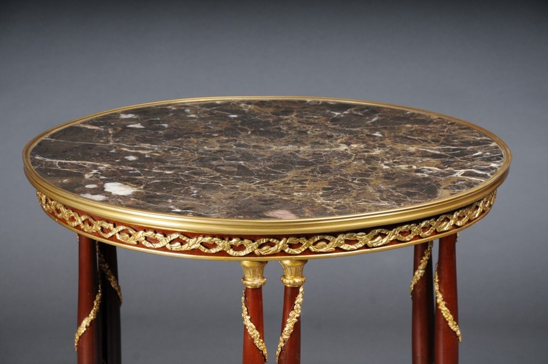 20th Century Majestic Empire Coffee Table/Gueridon, Beech Wood, Marble gallery