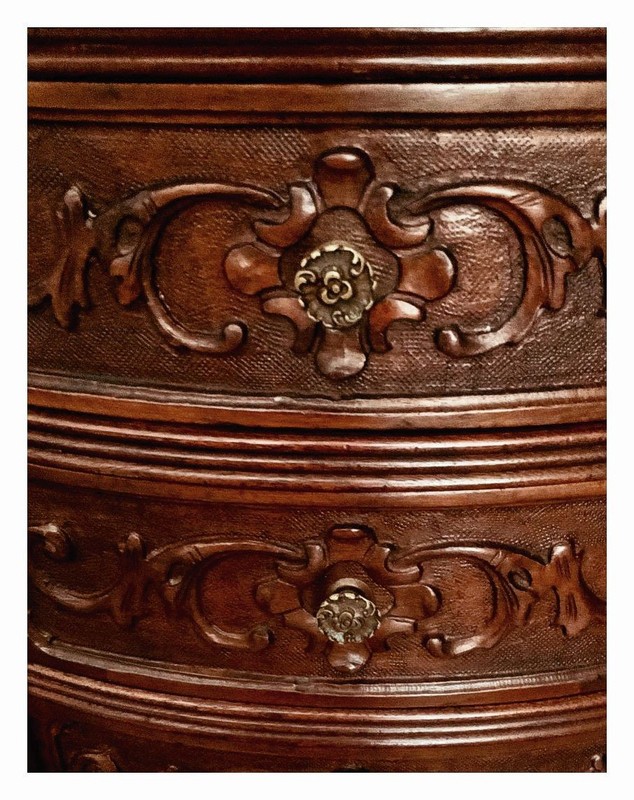 Antique Louis XV End Table 3 Drawers, Solid Walnut, Italian Black Gold Marble! gallery