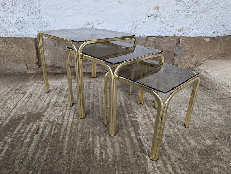 Nesting Tables 3X Side Tables Coffee Table 70S Hollywood Regency Vintage 80S gallery