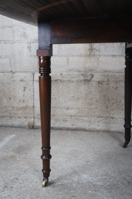 Antique American Sheraton Mahogany Drop Leaf Gate Leg Dining Table Console 46" gallery