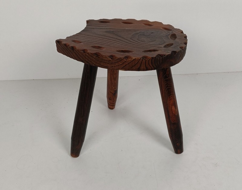 Spanish Milking Stool Table Pedestal Plant Bonsai Stand Carved Wood Horseshoe fo gallery