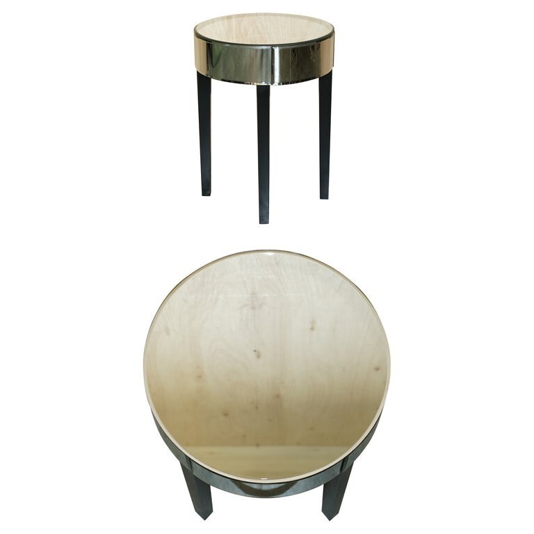 LOVELY MIRRORED BEVELED GLASS SINGL DRAWER DRUM SIDE END TABLE PART OF A SUITE