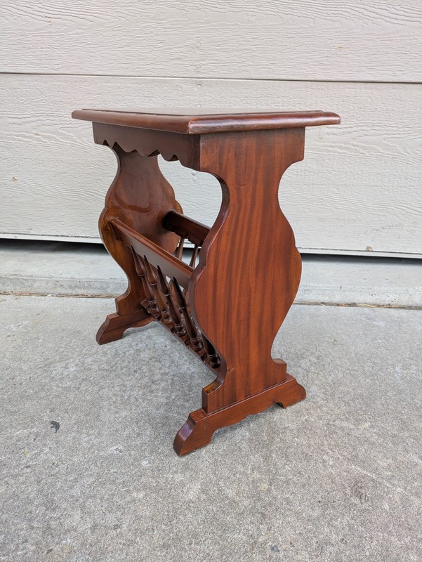 Vintage Mahogany Wood Side Telephone Table Magazine Rack Canterbury Colonial B52 gallery